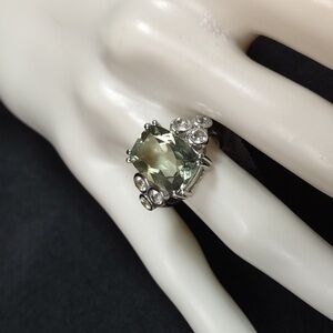Prasiolite/White Topaz Sterling Silver Ring